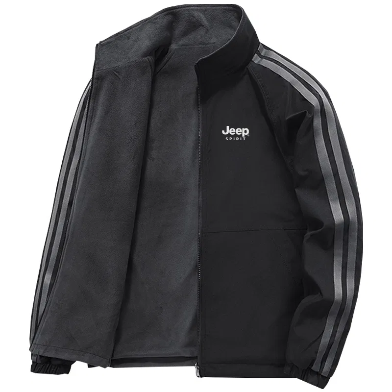 Детская куртка с воротником-стойкой на флисе двусторонняя JEEP SPIRIT, Black