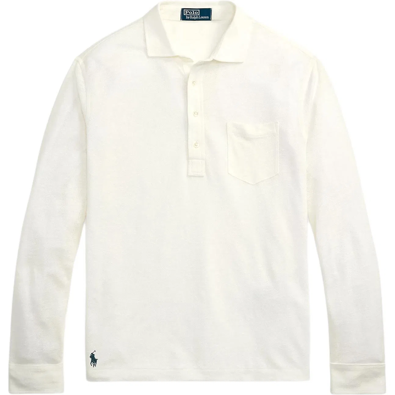Мужская рубашка-поло с длинным рукавом из льна Polo Ralph Lauren, White