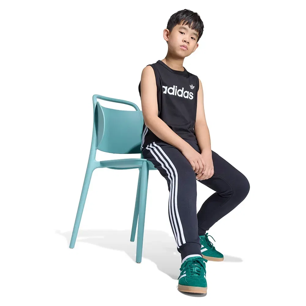 Детские спортивные штаны для девочек с принтом 3 Stripes Adidas Originals, Black — фото 4