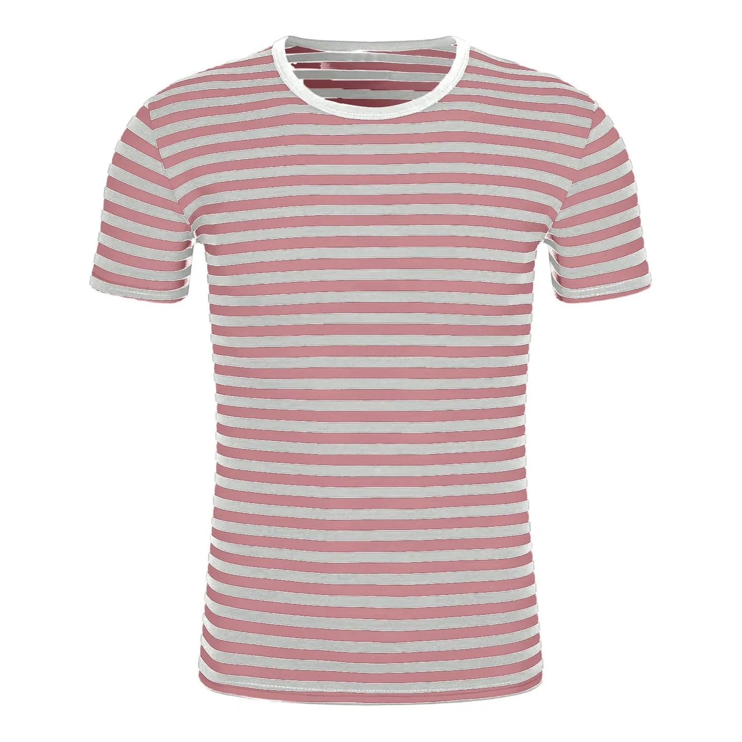 Женская футболка с полосками с круглым вырезом Unisex Red White Striped T-Shirt, 01 Light Pink