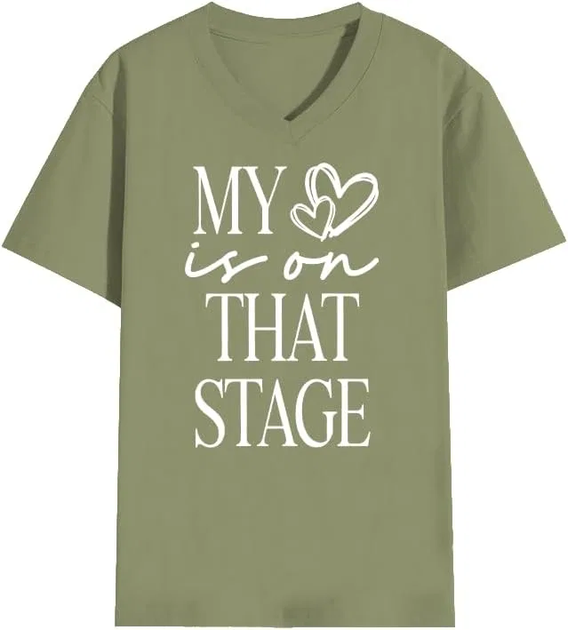 Футболка с V-образным вырезом My Heart is On That Stage, Green