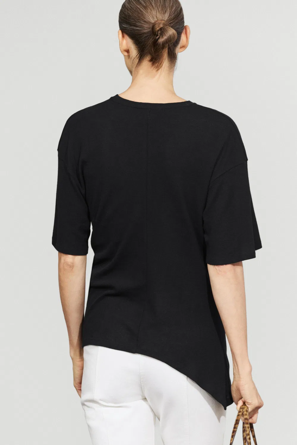 Футболка Massimo Dutti, асимметричная, с узлом, черный — фото 4