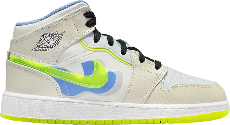 

Кроссовки Air Jordan 1 Mid SE GS Warped Swoosh, белый, Белый;серый, Кроссовки Air Jordan 1 Mid SE GS Warped Swoosh, белый