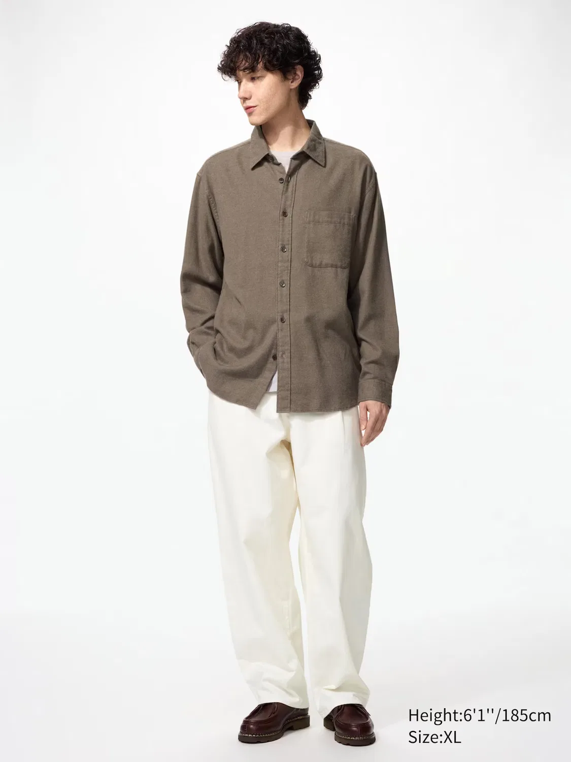 Фланелевая рубашка Uniqlo, меланж, темно-зеленый — фото 2
