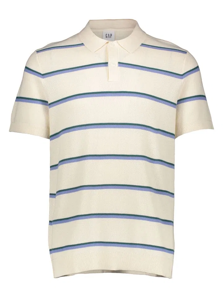 Мужское поло с полосками GAP, Cream/Blue