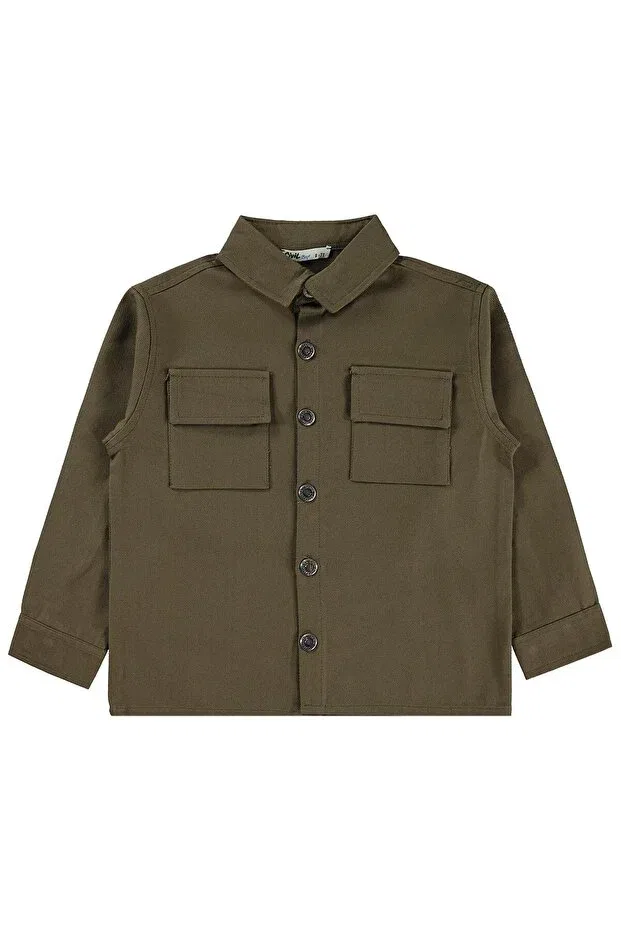 Детская рубашка для мальчиков с длинным рукавом Embroidered pocket shirt Civil Boys, Khaki