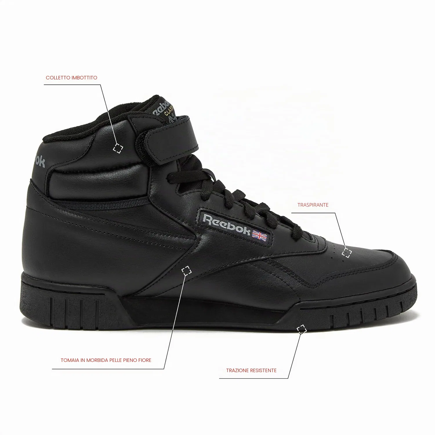 Детские кроссовки для мальчиков с высоким верхом Ex-O-Fit Hi Reebok, Int Black — фото 3
