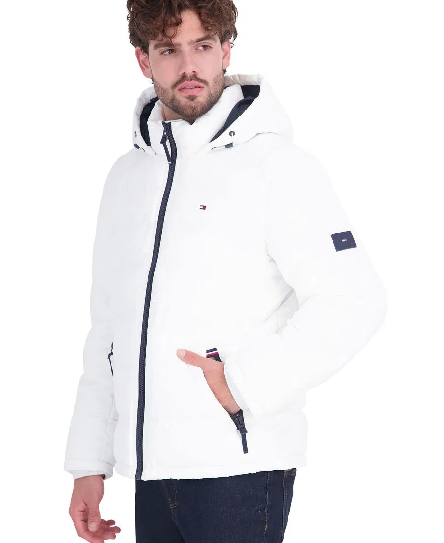 Мужская стеганая куртка-пуховик с капюшоном Tommy Hilfiger, White — фото 3