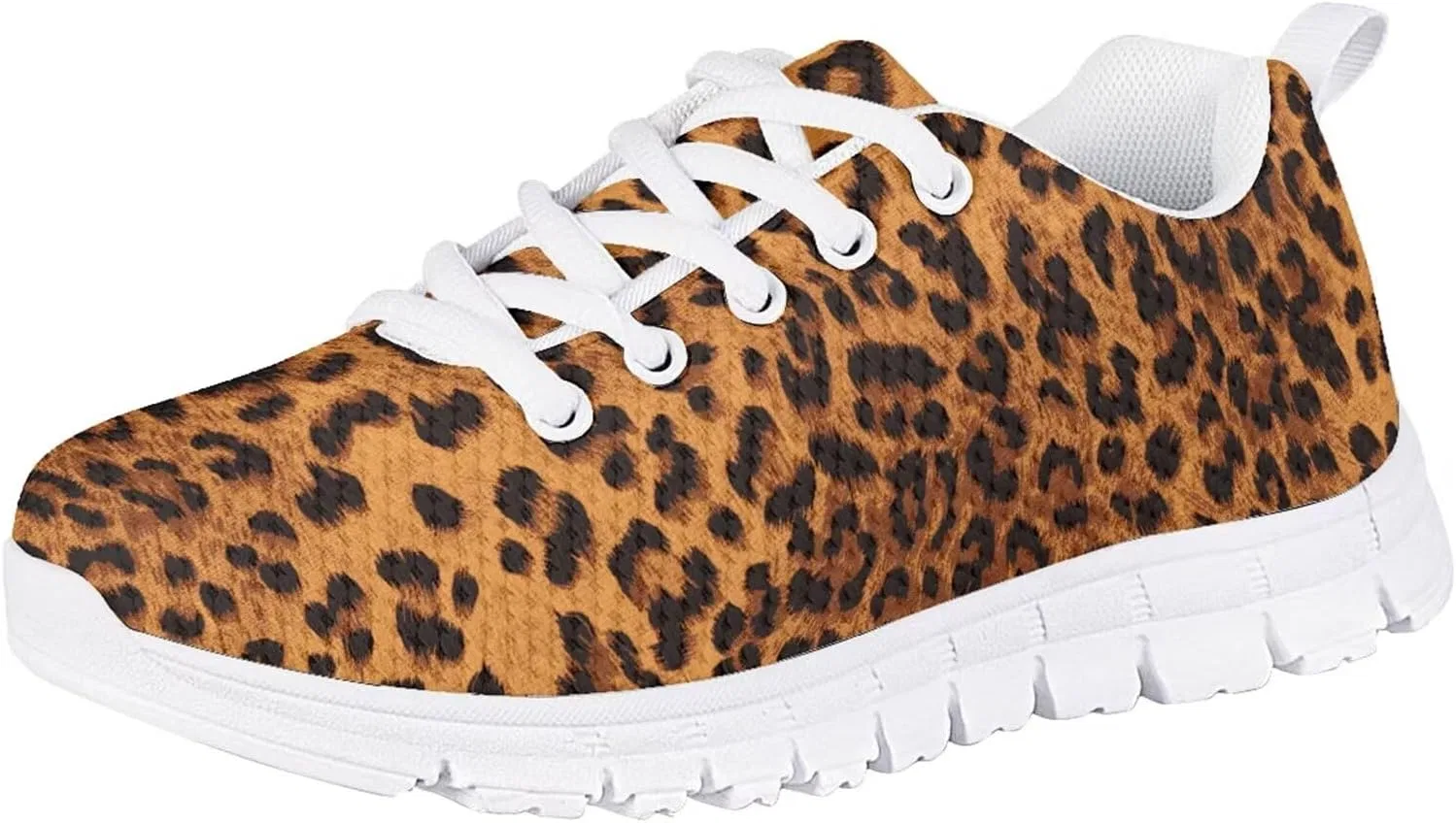 Детские кроссовки для девочек с принтом Ystardream, Brown Leopard — фото 2