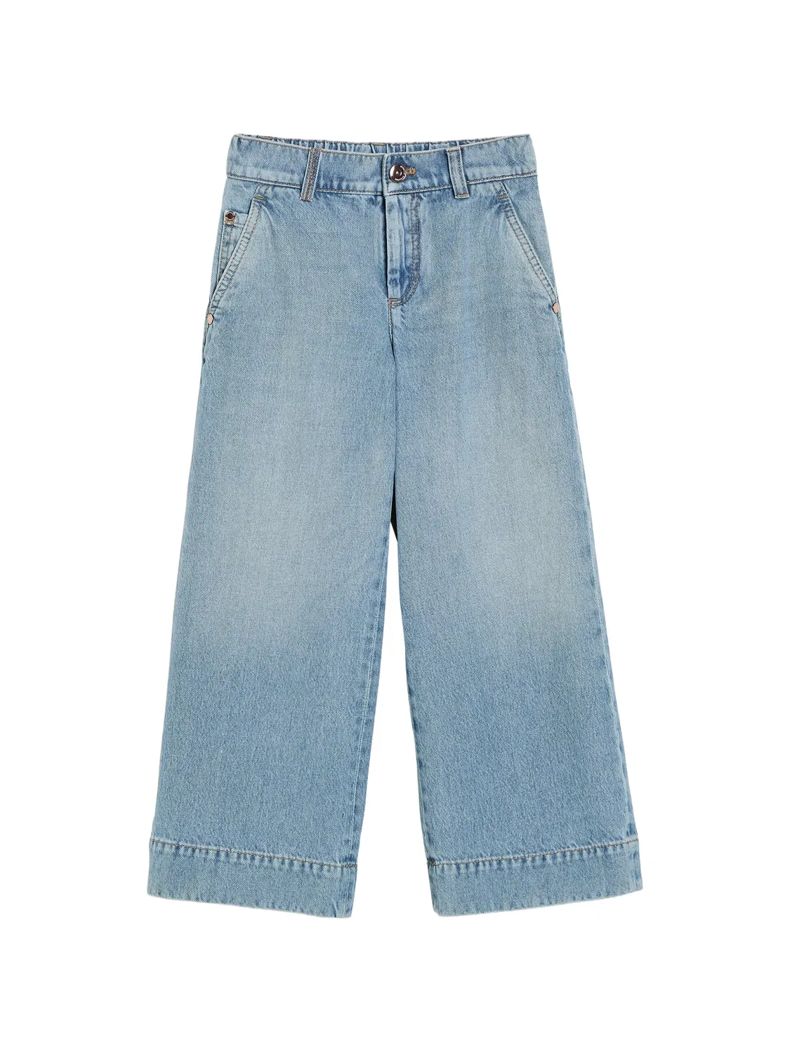 Расклешенные джинсы с эффектом потертости Brunello Cucinelli Kids, синий