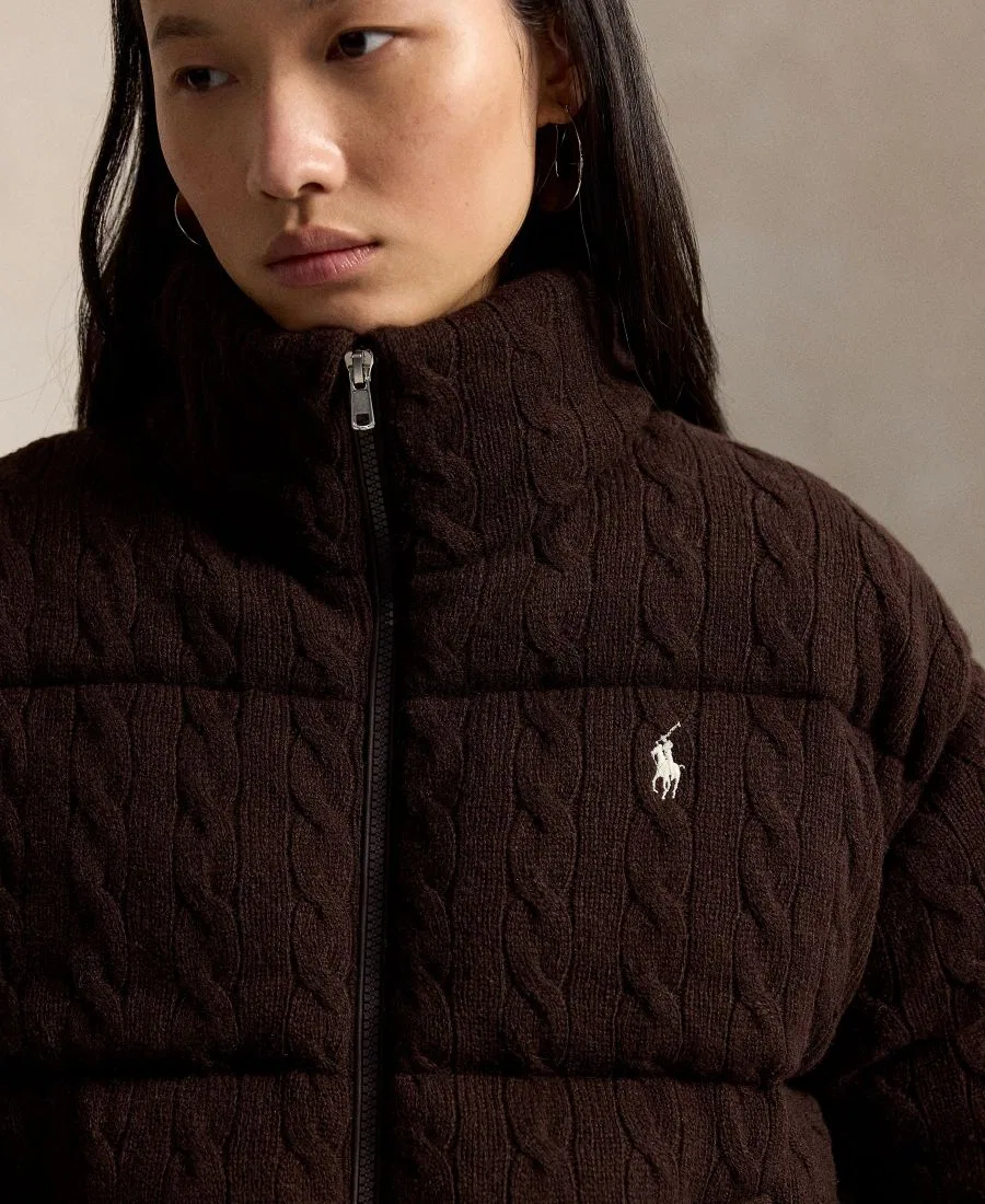 Пуховик с воротником-стойкой, с длинным рукавом Polo Ralph Lauren, Walnut Brown Melange — фото 4