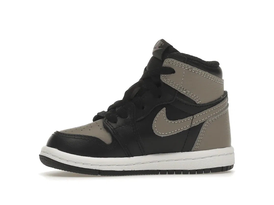 Детские кроссовки высокие с цветовой гаммой Jordan 1 Retro High Shadow (2018) (TD) Jordan, Black/Shadow Grey-White — фото 3
