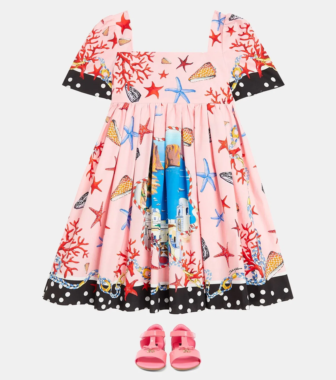 Платье плиссированное с принтом Capri Dolce&Gabbana Kids, розовый — фото 2