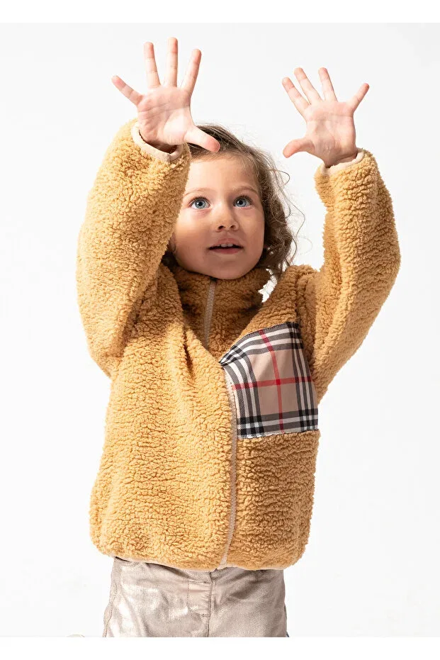 Детское зимнее пальто на молнии с плюшевым принтом Baby Animals, Brown — фото 4