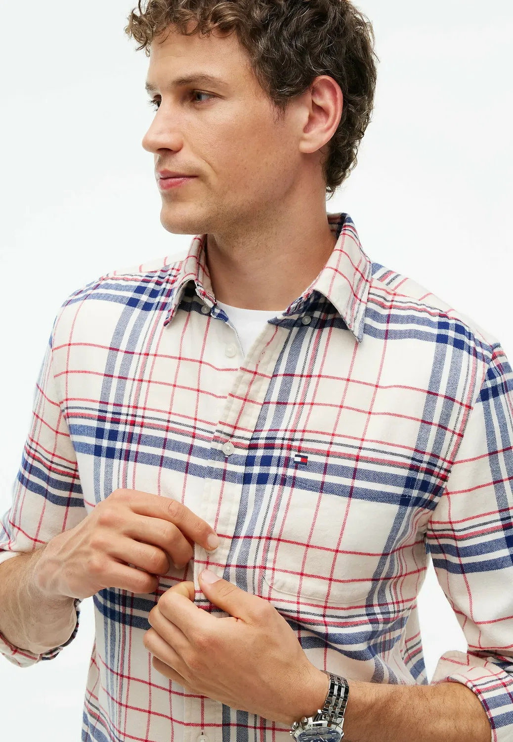 Рубашка Hero flannel tartn chck rf shirt - shirt Tommy Hilfiger, Ivory Petal Check — фото 4