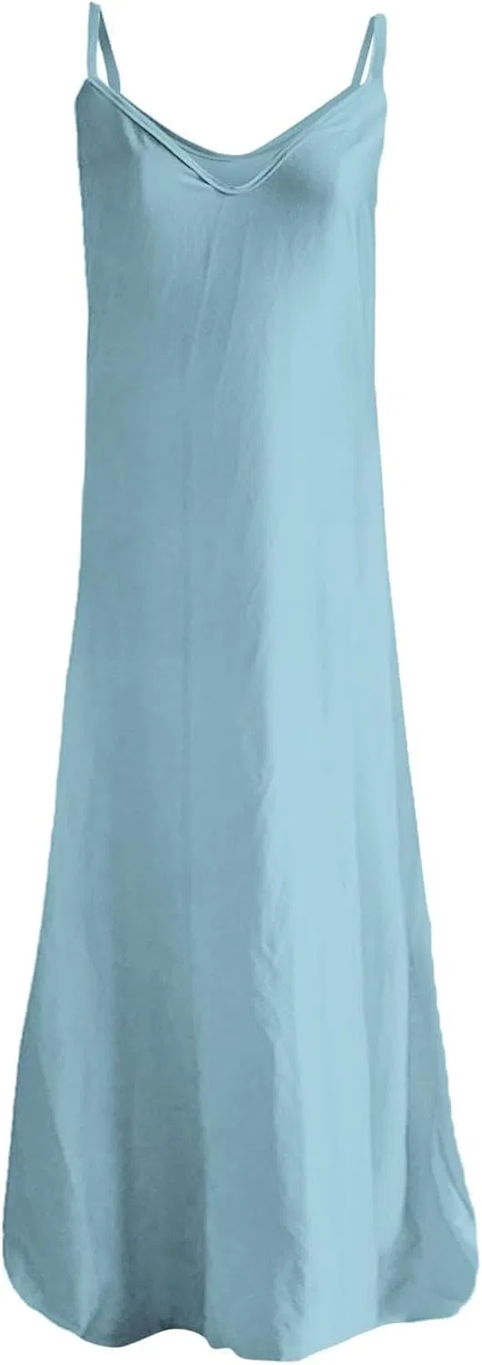 Женский летний сарафан с цветочным принтом на бретелях V-neck, Sky Blue — фото 3