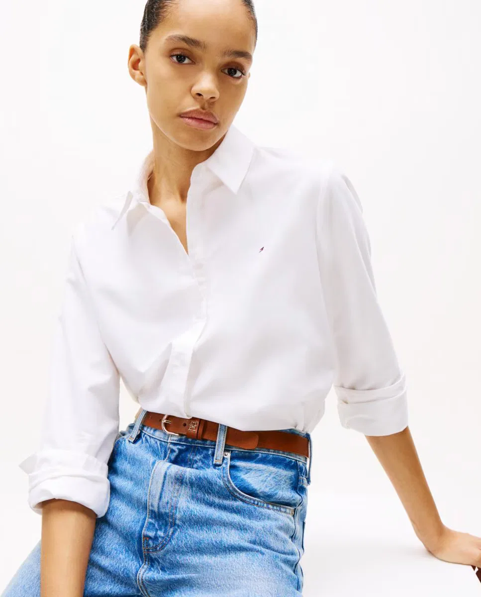 Женская рубашка из хлопка, Tommy Hilfiger, белый — фото 3