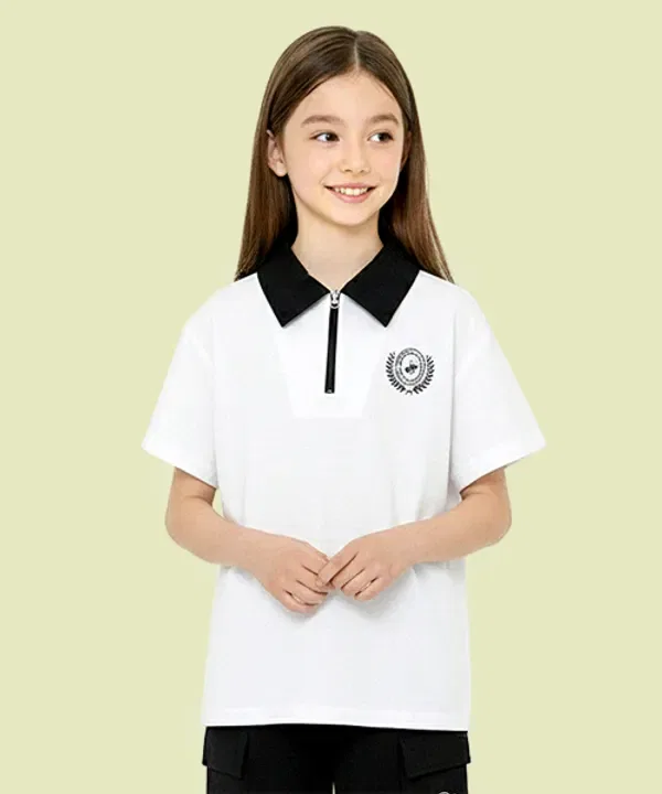 Футболка с коротким рукавом, на пуговицах, Beverly Hills Polo Club Kids, белый