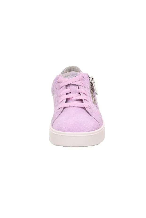 Детские спортивные туфли для девочек на молнии и шнуровке Superfit, Lila Suede Leather — фото 4