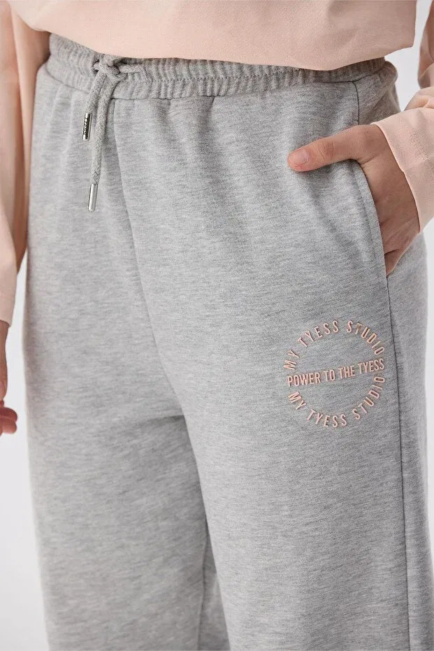 Детские спортивные штаны для девочек с эластичным манжетом Tyess, Gray — фото 3