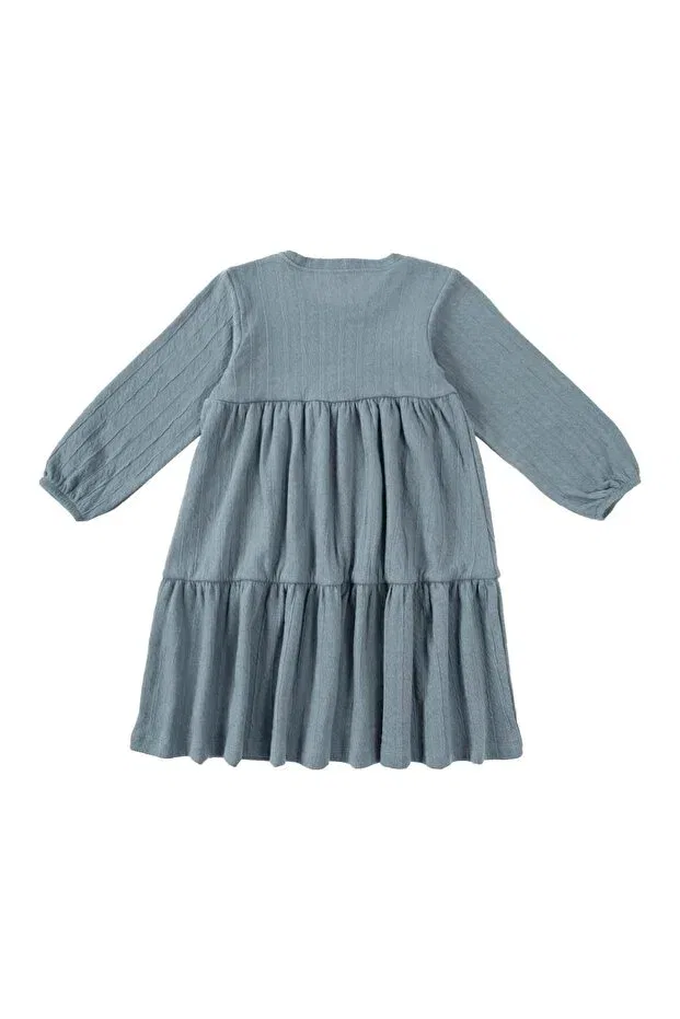Детское платье для девочек с длинным рукавом Little Gusto, Blue — фото 2