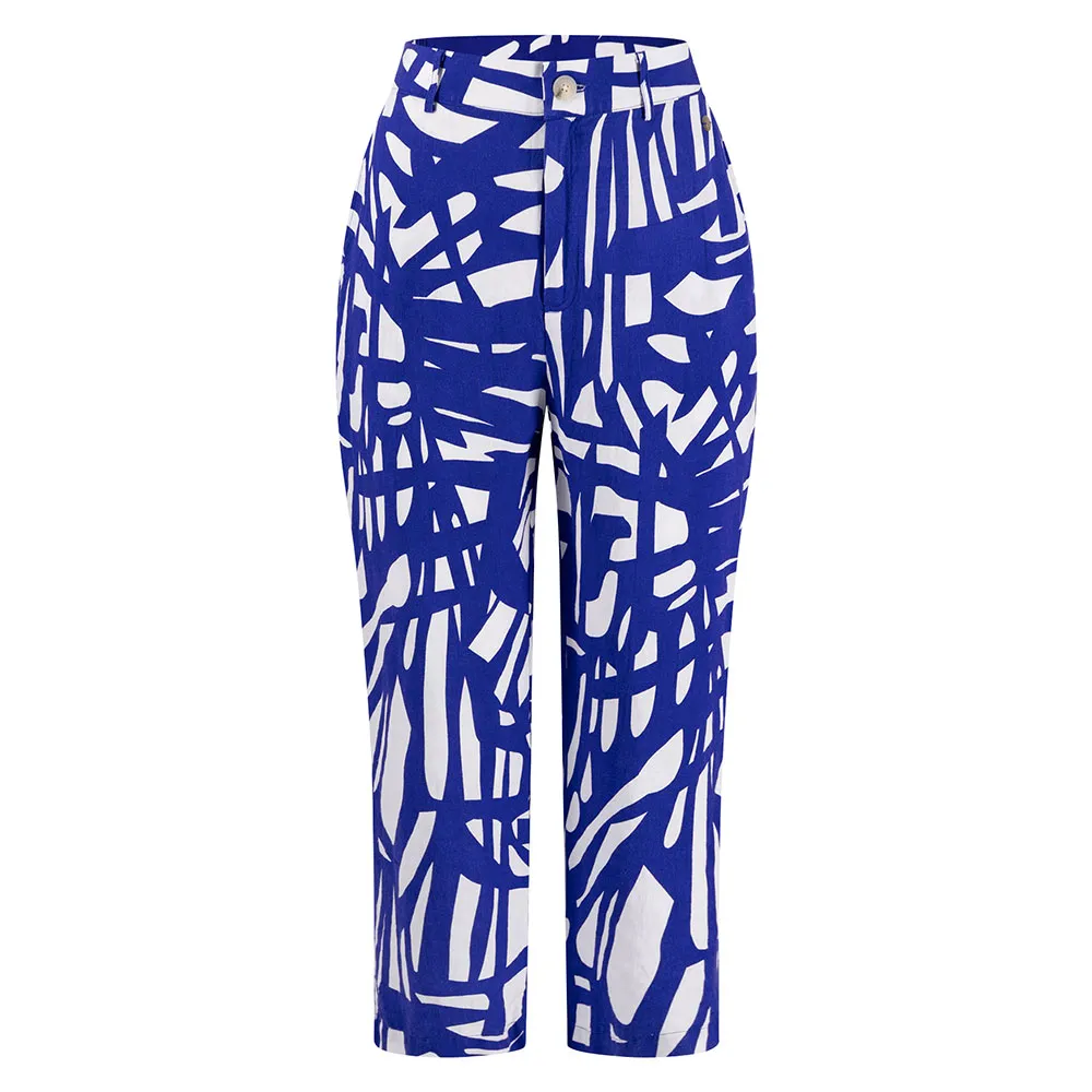 

Брюки Fynch Hatton 7/8 Abstract Linen Mix, синий