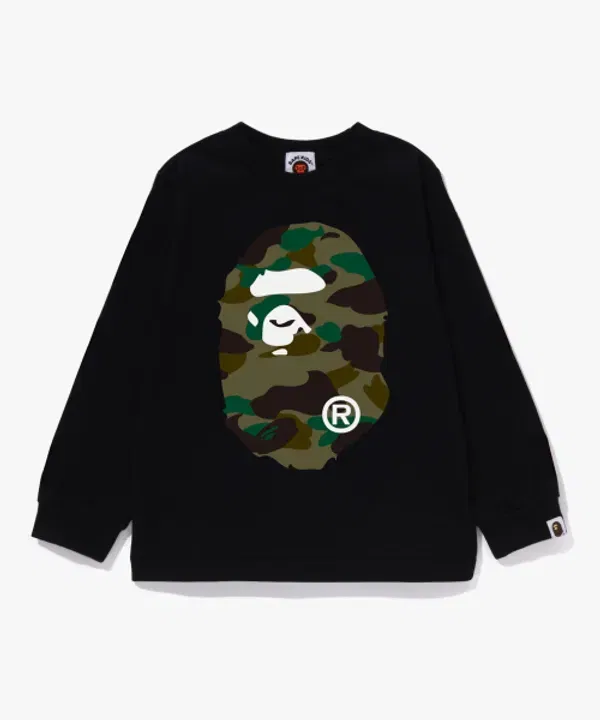 Футболка с длинным рукавом Big Ape Head Camo, Bape, зеленая