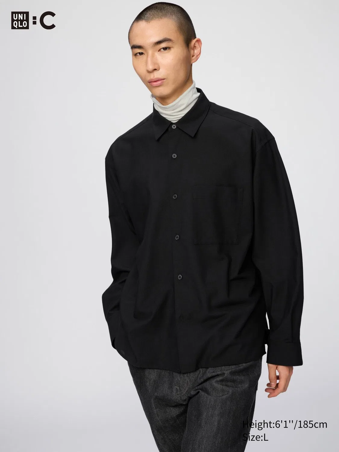Рубашка Uniqlo, повседневная, черный