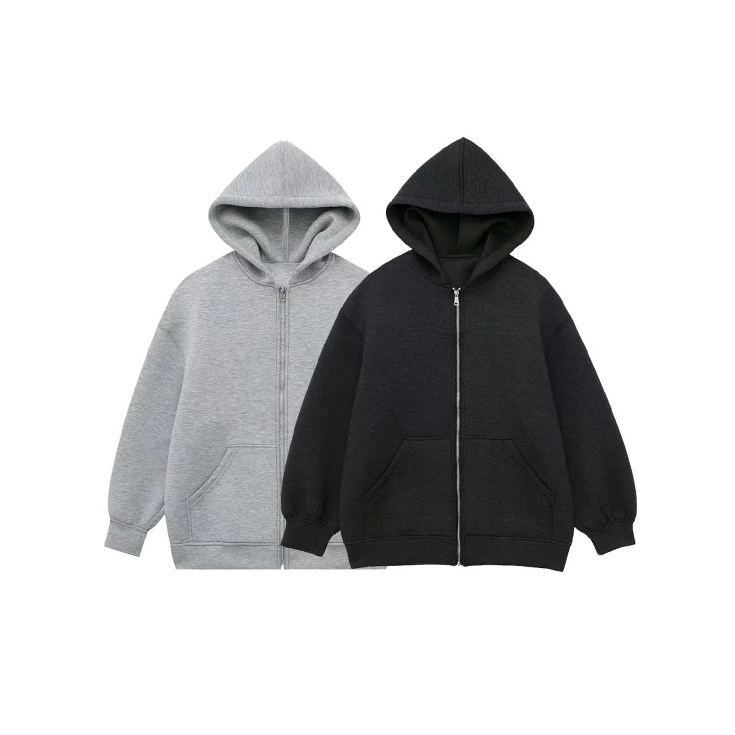 Женский кардиган из футера с капюшоном, свободный, длинный, серый, Grigio — фото 3