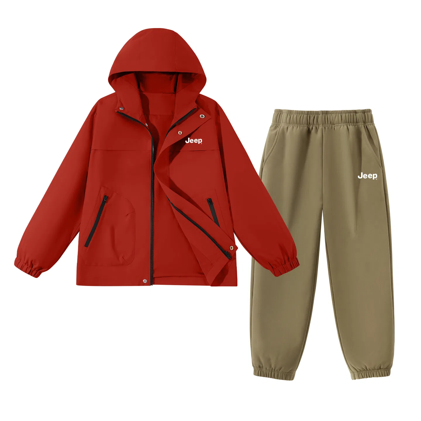 Детский спортивный костюм с капюшоном Jeep, Lava Red/E White Label K-Khaki/E White Label K