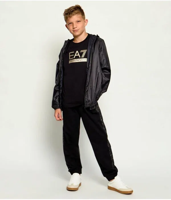 Детские спортивные штаны для мальчиков хлопковые Modern Fit EA7, черный — фото 2