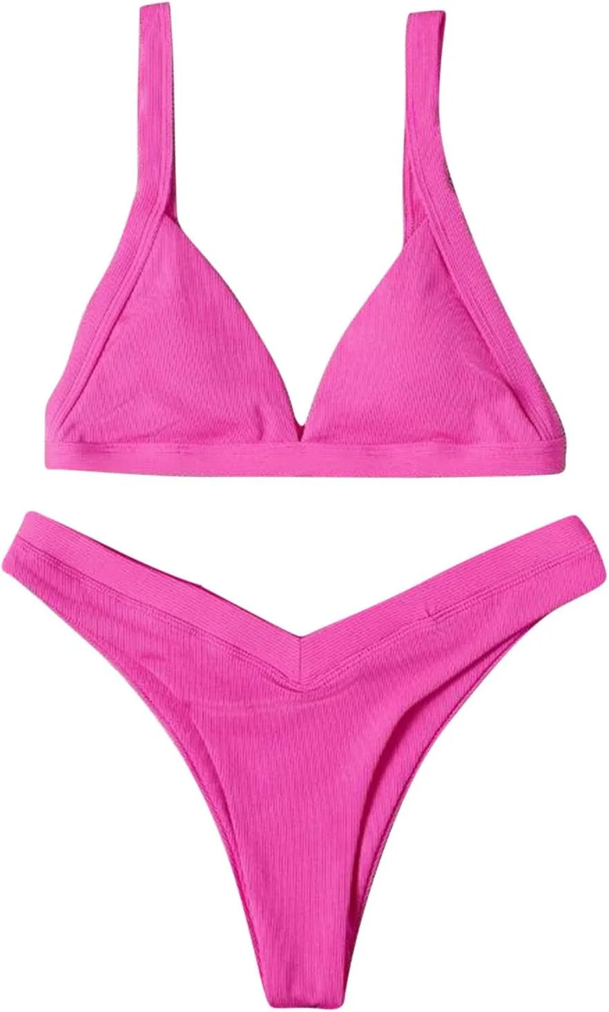 Женский бикини-сет с V-образным вырезом, Hot Pink