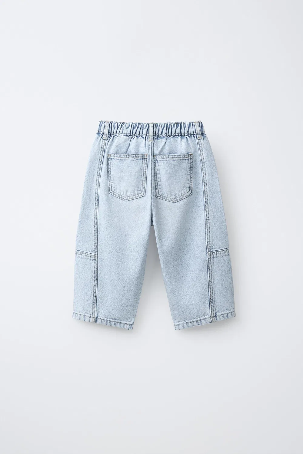 Джинсы из парусины бочкообразной формы с декоративными швами ZARA, Light Blue — фото 2