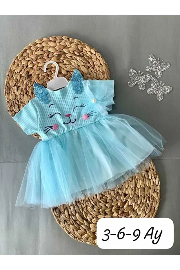 Детское платье для девочек с коротким рукавом Rabbit baby girl tutu Lully Kids, Blue