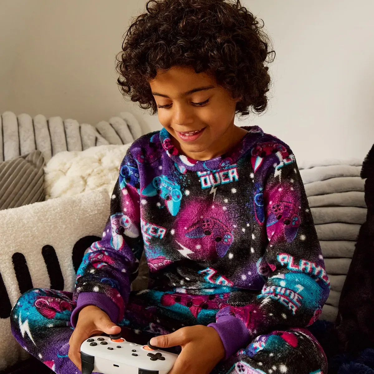 Детский пижамный комплект из флиса с принтом Leopard Gaming Ohs, Multi — фото 3