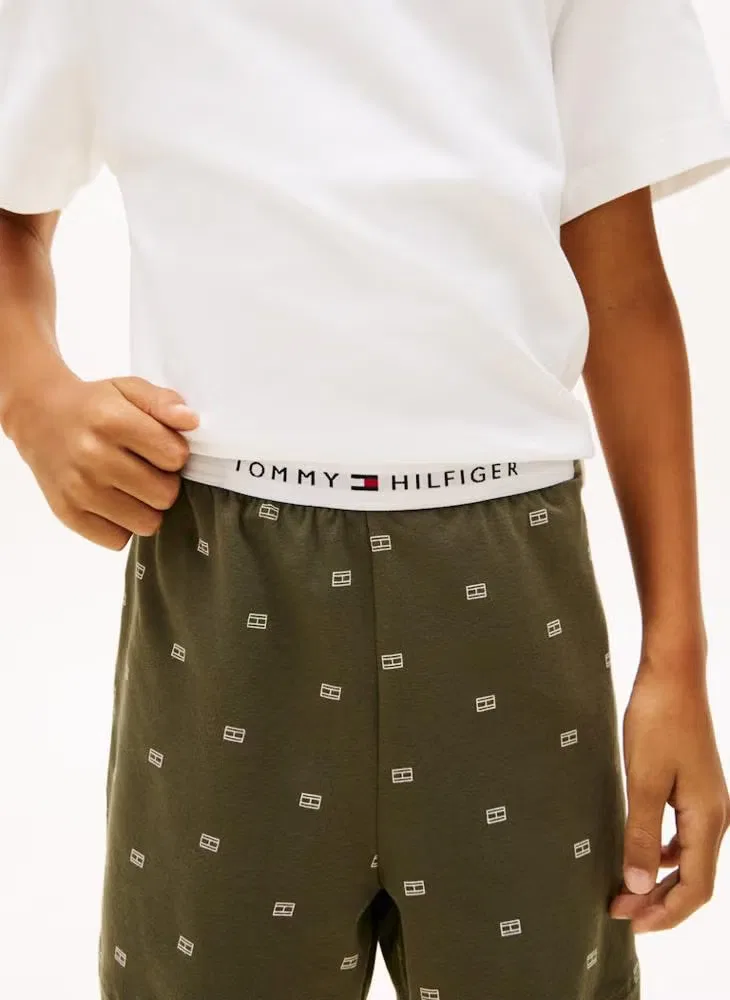 Комплект пижамный с шортами с принтом Signature essential Tommy Hilfiger, экрю — фото 4
