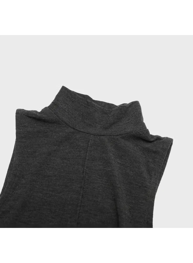 Топ трикотажный без рукавов с застежкой-кнопкой полугольф Zara, темно-серый — фото 4