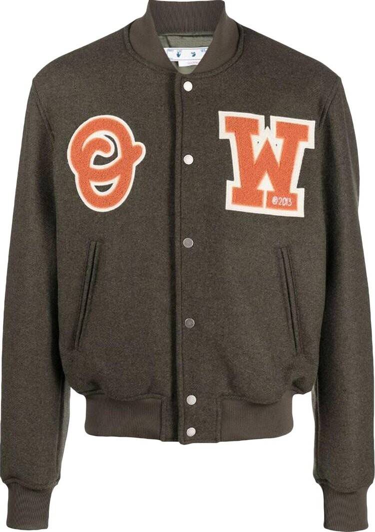 

Куртка Off-White OW Patch Varsity Jacket 'Army Green/Orange', зеленый