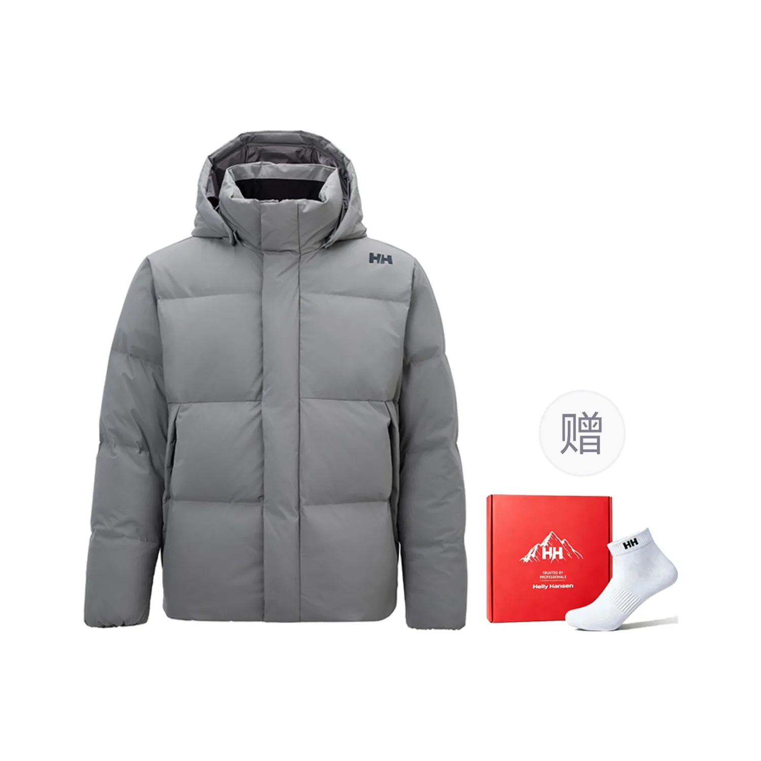 Детский пуховик с капюшоном HELLY HANSEN, Stone Gray Gift Box Set