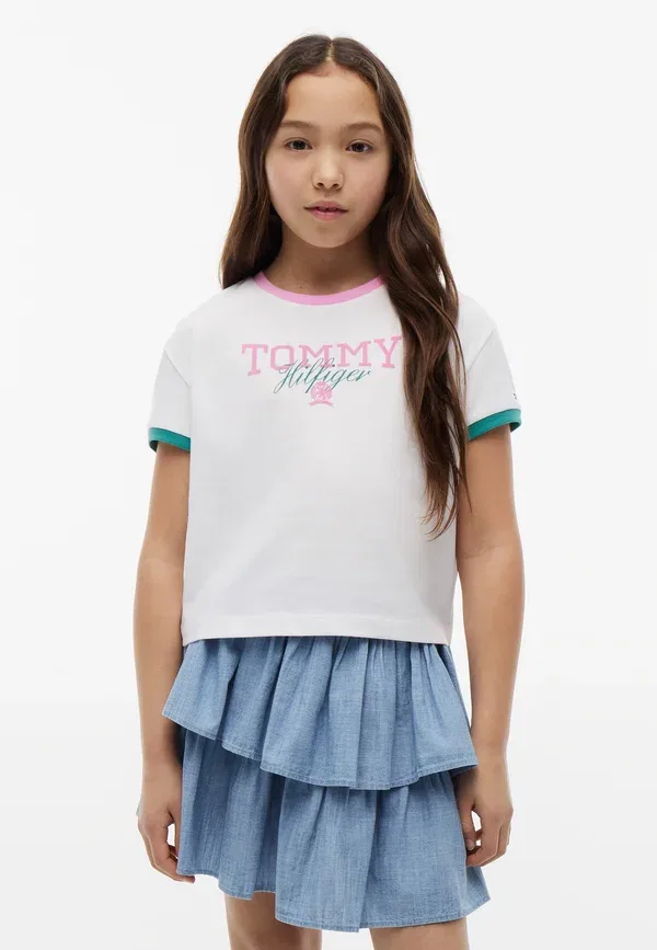 Футболка с принтом, свободный крой, Crest tee, Tommy Hilfiger, white, белый
