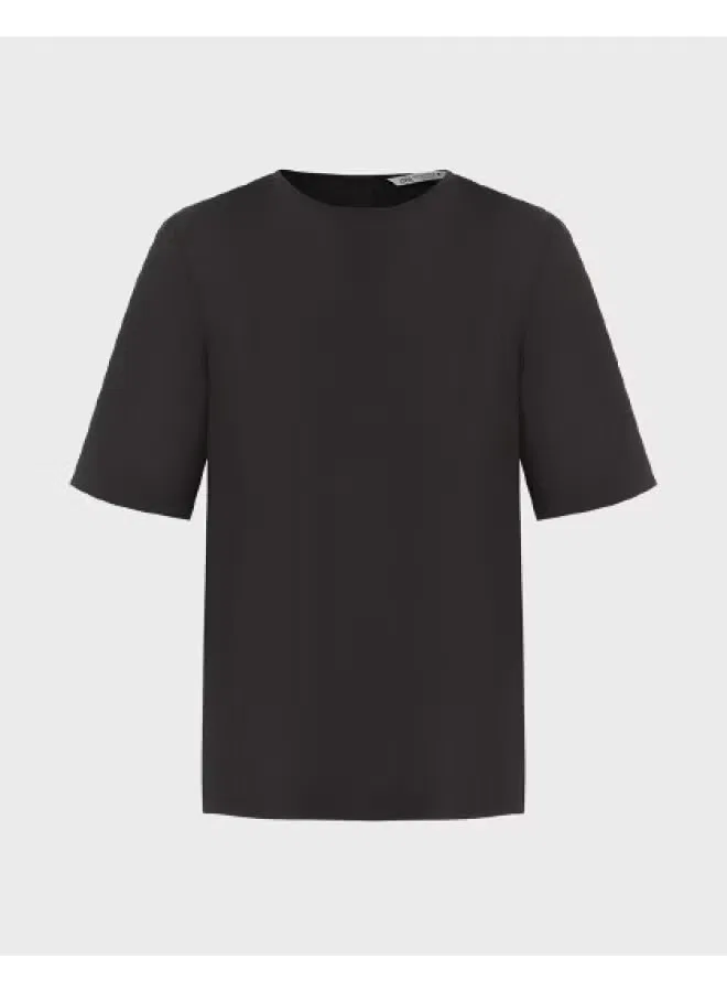 Рубашка оверсайз с коротким рукавом Zara, черный