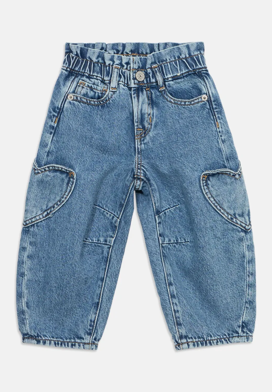 Джинсы свободного кроя в форме подковы с сердцем Gap, Blue Denim — фото 3