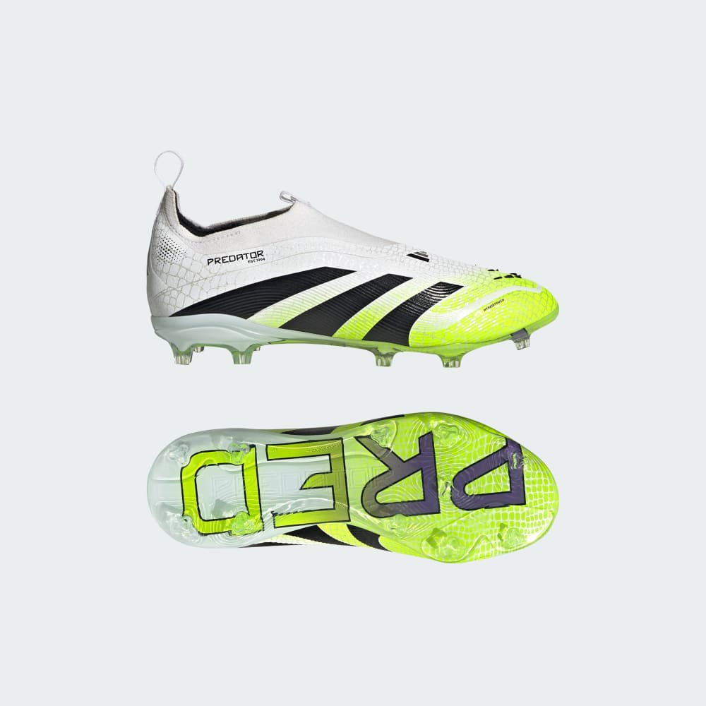 

Бутсы Adidas Predator Elite Laceless Firm Ground Cleats Kids, цвет Cloud White/Core Black/Lucid Lemon