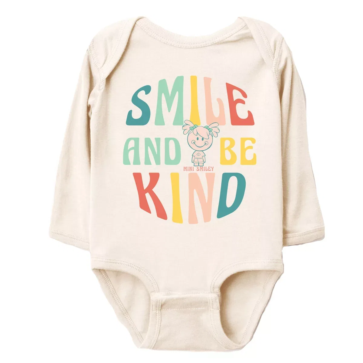 Детское боди с длинным рукавом Mini Smiley Smile and Be Kind Aria The Juniper Shop, Natural