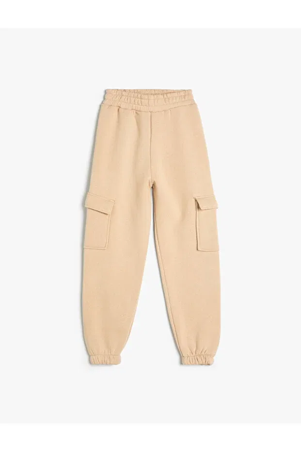Детские спортивные штаны карго для девочек с резинкой Basic cargo jogger sweatpants Koton, Ecru
