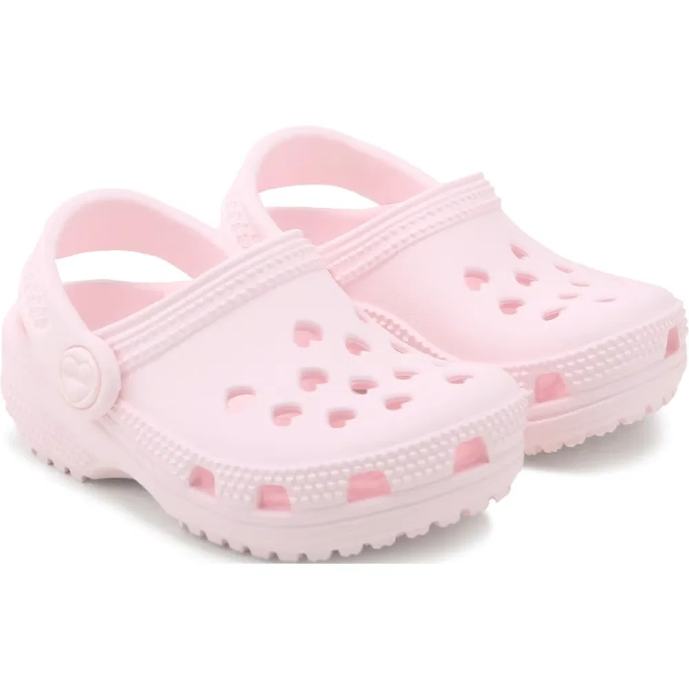 Классические детские сабо с вырезанным сердечком для малышей Crocs, Bubble Ice Pink
