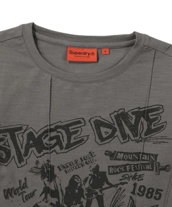 Футболка с защипами, кроп, длинный рукав, Superdry, темно-серый — фото 3