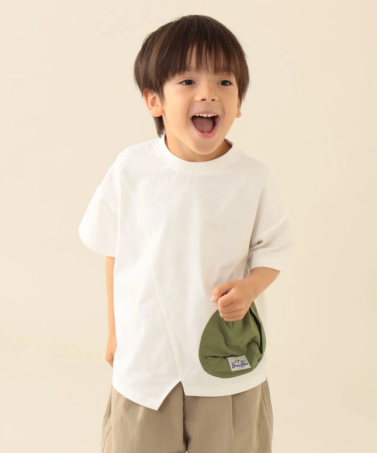 Детская футболка с длинным рукавомQuick Dry Kids T-Shirt BEAMS mini, Off White
