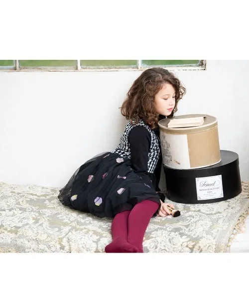 Детское платье для девочек с принтом, модель Flower and Ribbon, panpantutu, Black — фото 4