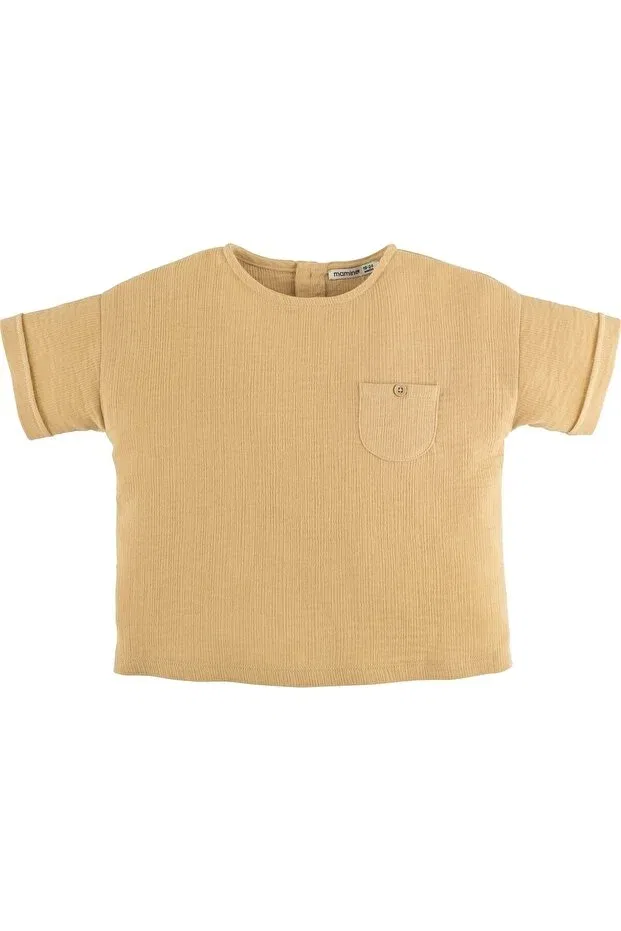 Детская рубашка для мальчиков хлопковая с коротким рукавом Idilbaby&Mamino, Tan Color